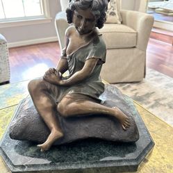 Antique August Moreau Bronze Girl On A Pillow