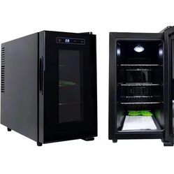 8 Bottle Wine Fridge, Thermoelectric, Wine Fridge Small with Triple Pane Clear Glass Door, Mini Wine Fridge, BD60026