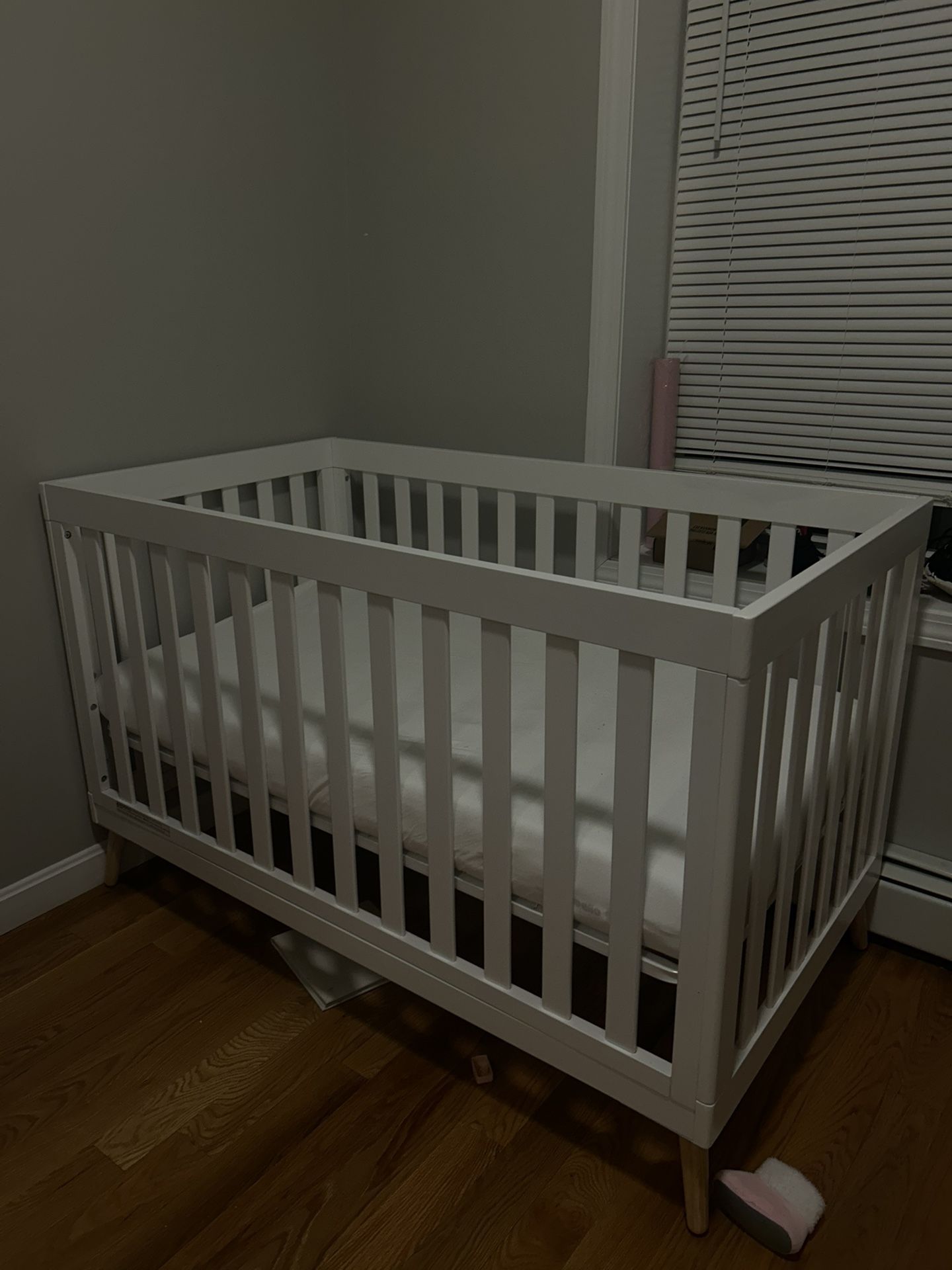 Brand New White Baby Crib + Memory Foam Mattress (Never Used)