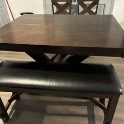 Dinner  2 two with table real wood size  long 54 and wide 42