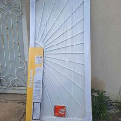 36 in. x 80 in. Solana White Surface Mount Outswing Steel Security Door with...