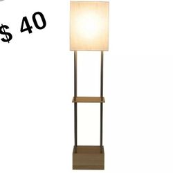 Brand New Floor Lamp With Wood Shelf's 