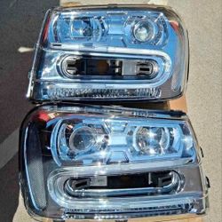 02-09 Chevrolet Trailblazer LED DRL Projector Headlights Luces Calaveras Micas Faros Focos Faroles Headlamps Chevy 