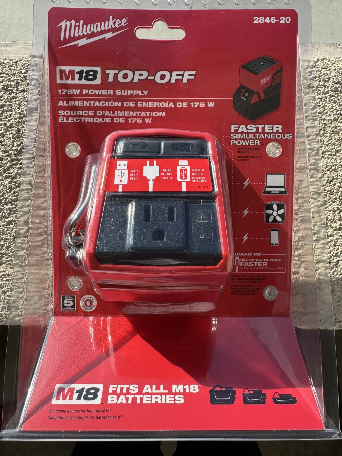 Milwaukee 2846-20 M18 Top Off 175W Power Supply