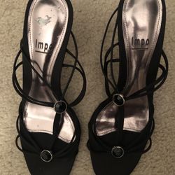 Impo Brand New Black, Open Toe, Strappy Heels, Size 8