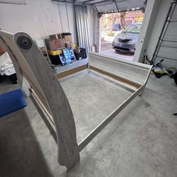 White Wash King Bed Frame 