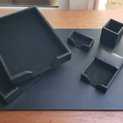 Luxury Dacasso Bonded Leather Desk Pad and Organizational Set