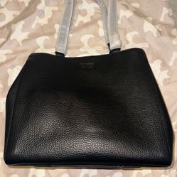 DAGNE DOVER ALLYN LEATHER TOTE IN ONYX