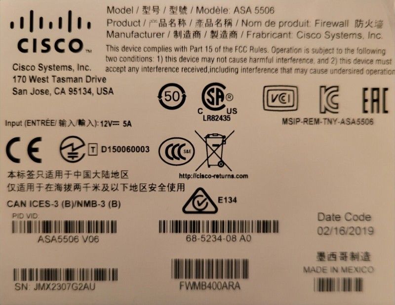 Cisco ASA 5506 X Security Plus Failover VPN For Sale In San Jacinto 