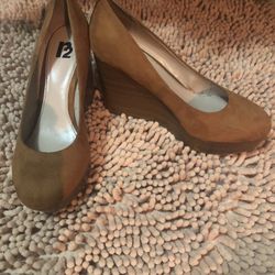 R2 Tan Suede Wedge Shoes