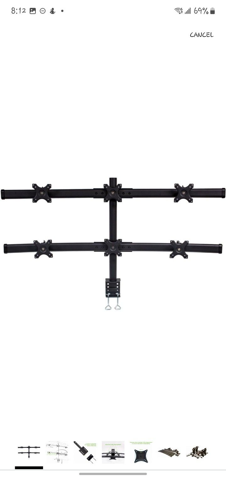 Curved 6 Monitor Mount Stand - C-Clamp