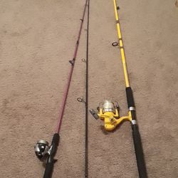 Fishing Pole Rod And Reel Set Of Three Shakespeare STerraSS