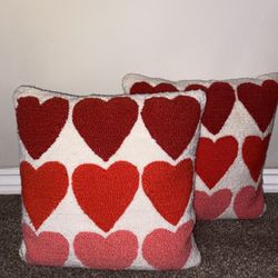 2 Valentines Day Heart Pillows