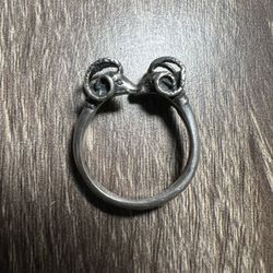 Double Ram Silver Ring