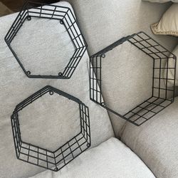 Black Metal Hexagon Shelves