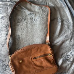 DKNY Camel Brown Leather Vintage Shoulder Bag 