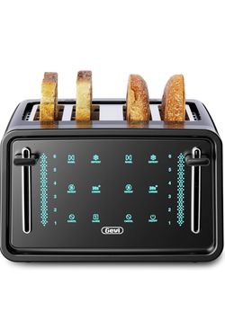 Gevi Toaster 4 Slice,Led Display Touchscreen Bagel Toaster with Dual Control