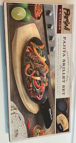 Parini Seasoned Cast Iron Fajita Skillet Set
