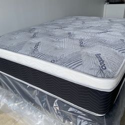 Queen euro bamboo pillow top mattress!!