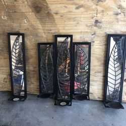 black Metal Candle Holders with Mirror 