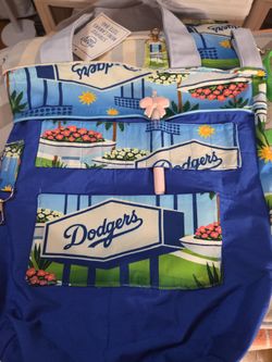 Trader joe bag with dodger fabric and