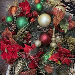 Oversized 30” Luxury Christmas Wreath – Red, Gold & Green Holiday Decor