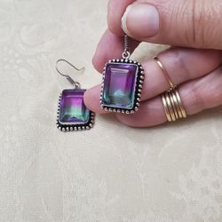 Silver Earrings With Tourmaline Stones
