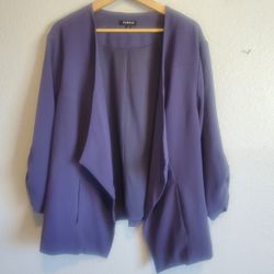 Torrid Size 3 (22/24) 3XL Open Front Blazer Cardigan Coverup Jacket Purpleish Blue