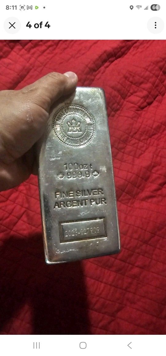 100 oz .9999 Royal Canadian Mint Silver Bar
