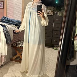 Women's White and Cream Robe(124)22