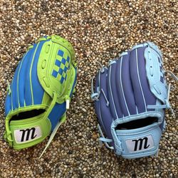 2 T- ball Baseball Gloves Mit Purple & Blue