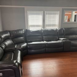Brown Leather sofa sectional 