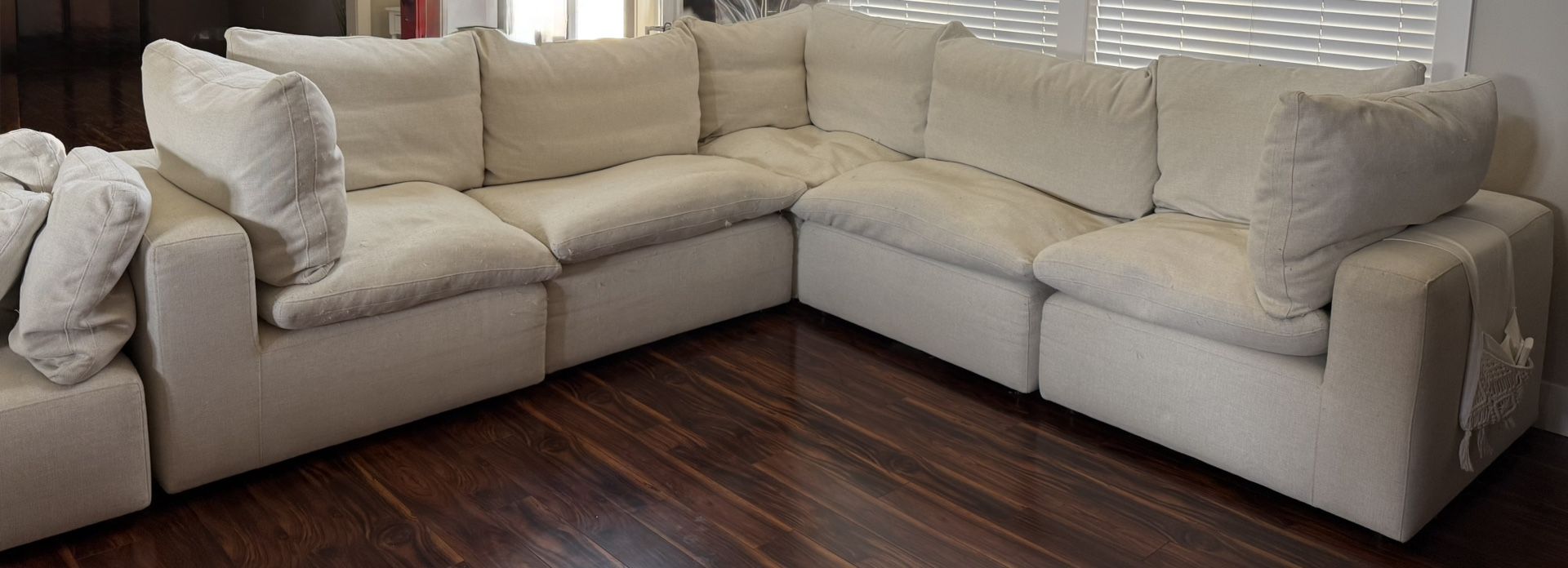 Bassett Feather Sectional Couch – $800