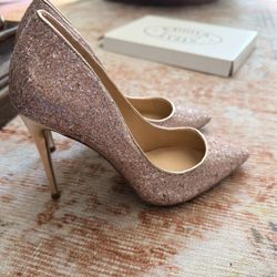 Glitter High Heels Pumps Pointed Toe Sparkly Slip On Sequin 