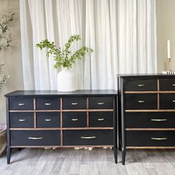 !!SOLD!!  Refinished Mid Century Dresser Set (Price For Both)