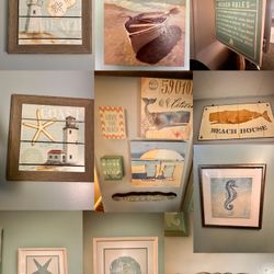 Beach Theme: Paintings, Knickknacks, Shells,  Accessories, Etc. 
