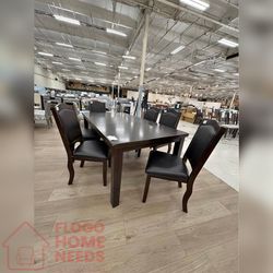 7- Pieces Black Wood finish Dining set