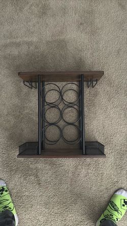 Wall-Mount Wine Rack with Glass Holders