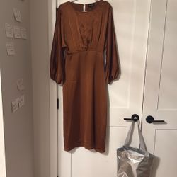 Baltic Born Copper Satin Long sleeve Dress