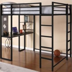 DHP Abode Full Size Metal Loft Bed, Black