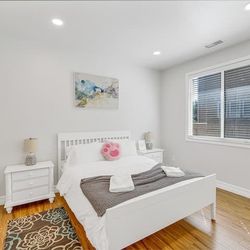 Queen Bed Frame + Mattress + 2 Nightstands – Clean & Sturdy