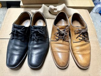 Lot of 2 Pairs Men’s Dress Shoes Size 9 Johnston and Murphy and Clarks