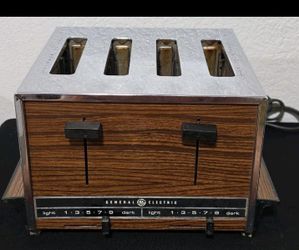 vintage 4 slice general electric toaster mid century GE chrome MCM USA wood