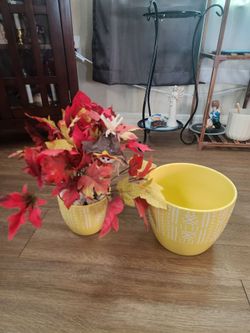 Yellow Ceramic Planters Set of 2