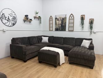 Brown Sectional with Ottoman Free Delivery