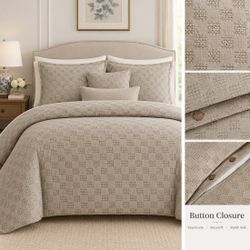 Gray Checkered Duvet Set-Soft w/2 Pillowcases Queen