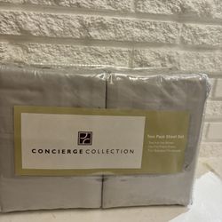 CONCIERGE COLLECTION Two Pack Sheet Set Two Full Flat Sheets Two Full Fitted Sheets Four pillows