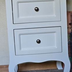 White Two-Drawer Accent Nightstands x2
