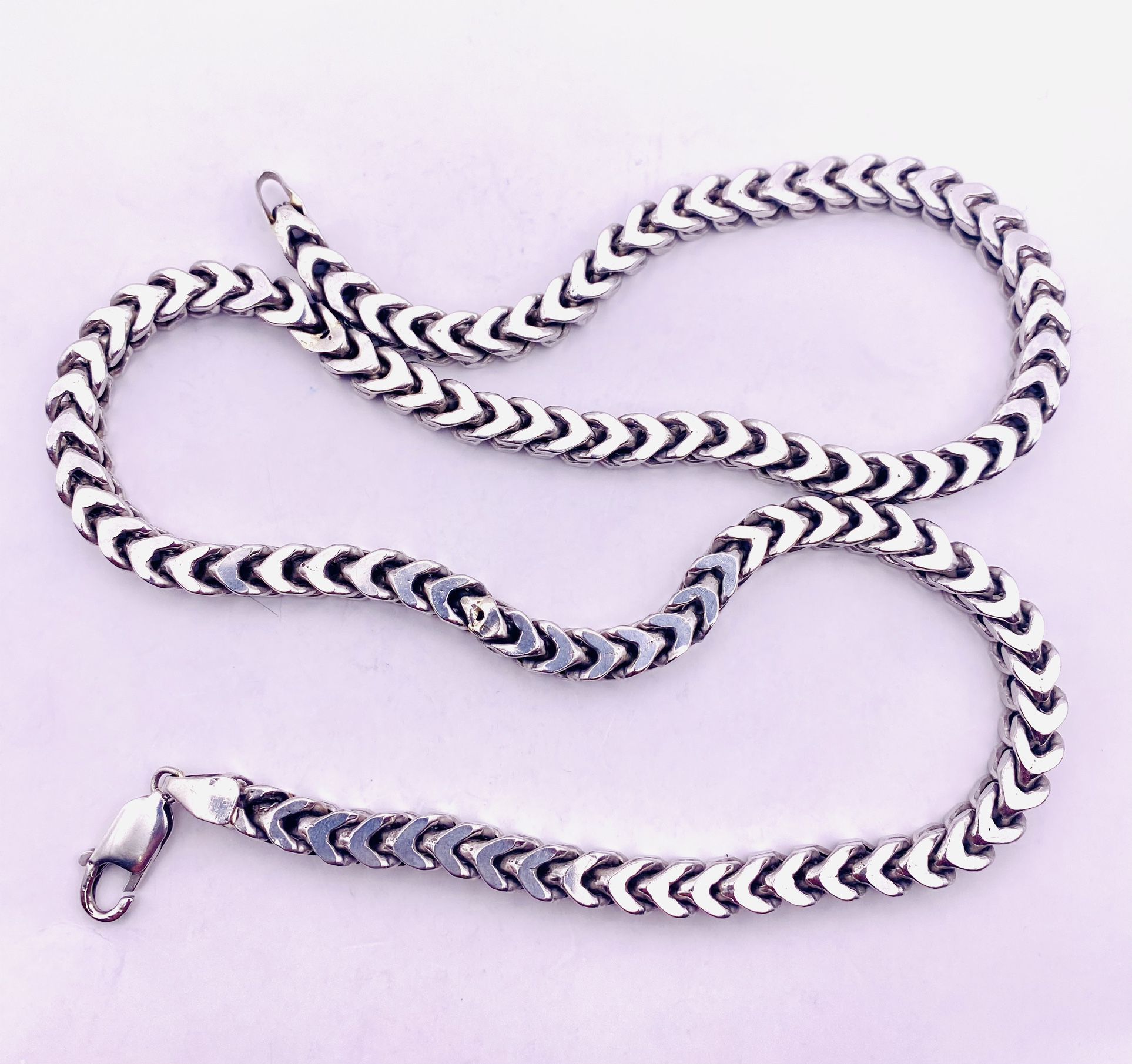 Sterling Silver Franco Link Chain Necklace Stamped 925