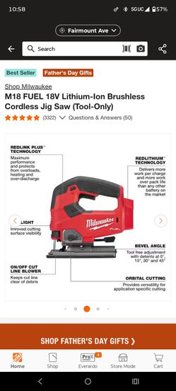 New M18 FUEL 18V Lithium-Ion Brushless Cordless Jig Saw (Tool-Only)